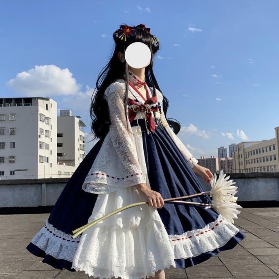 ロリータドレスロングスカートロリータ洋装フルセットcosplay