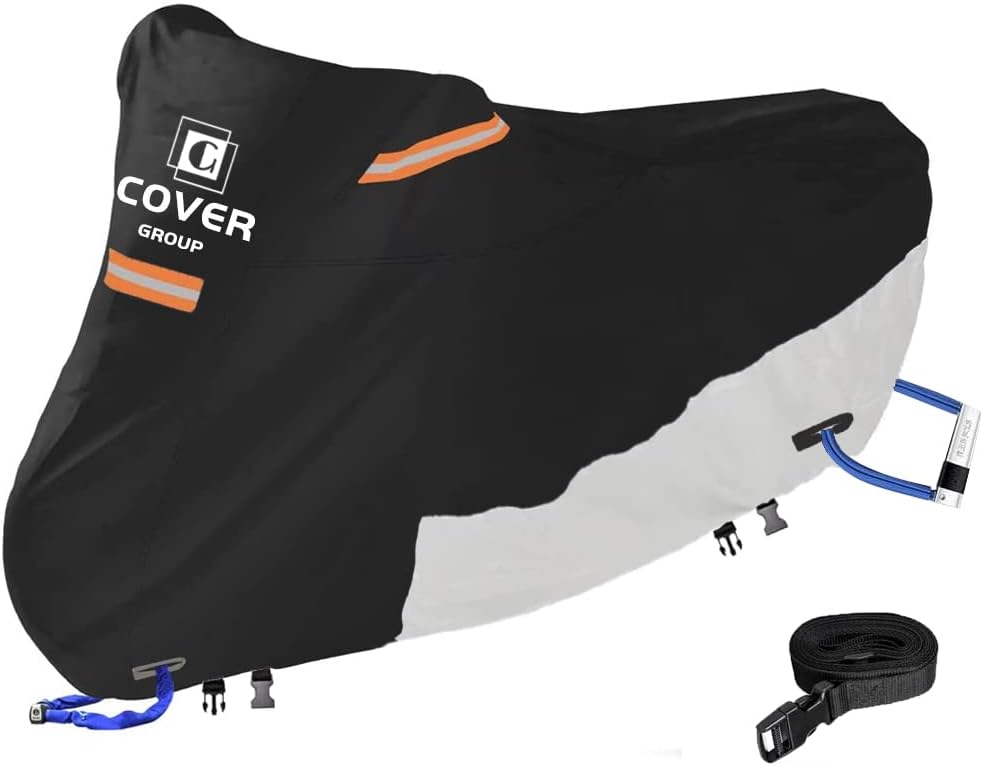 420D厚手バイクカバー 原付125ccから250cc用 耐熱防水防塵紫外線防止 収納袋付き サイズ230×100×125cm