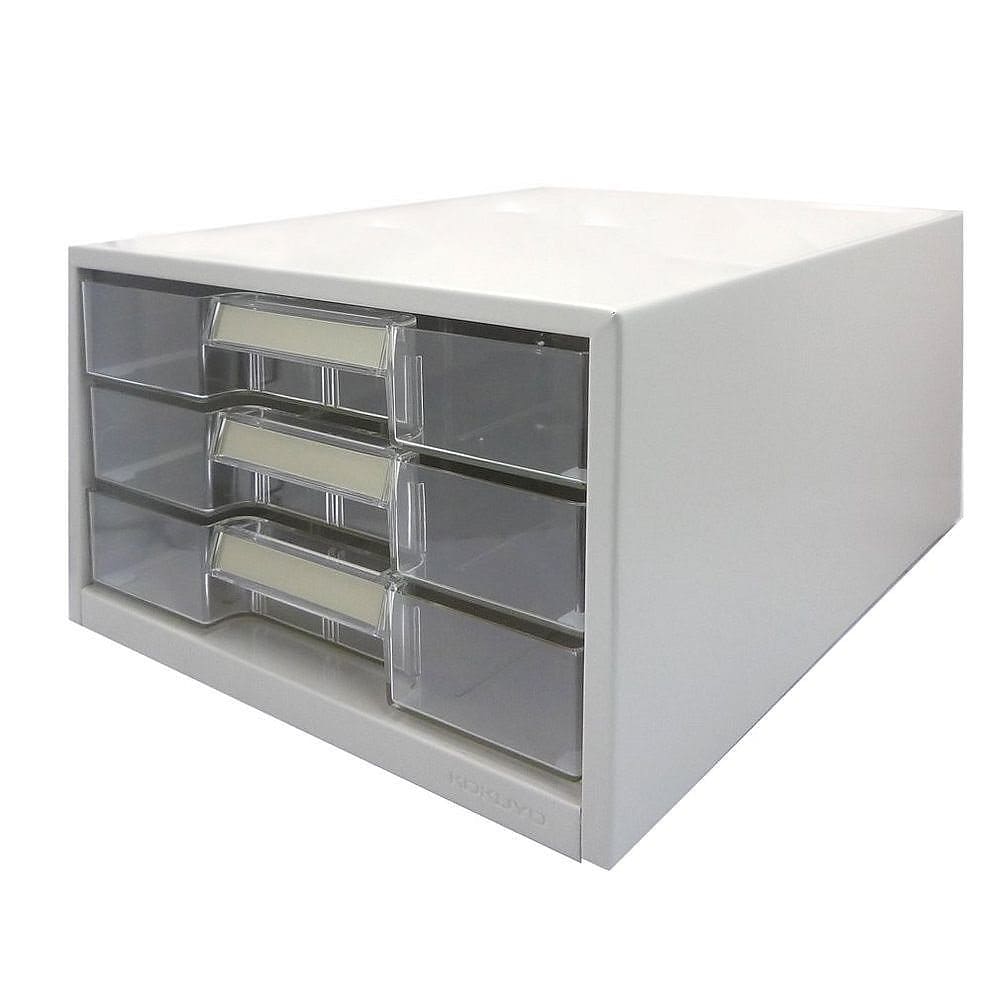 （まとめ買い）レターケース 透明プラスチック引き出し A4 縦 3段 LC-G3M [x3]