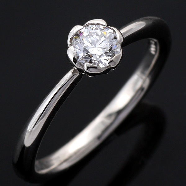 フラワー AneCan掲載 (Brand アニーベル) Pt ダイヤモンドデザインリング（婚約指輪エンゲージリング） ソリティア 一粒 楽ギフ_包装02P26Mar16