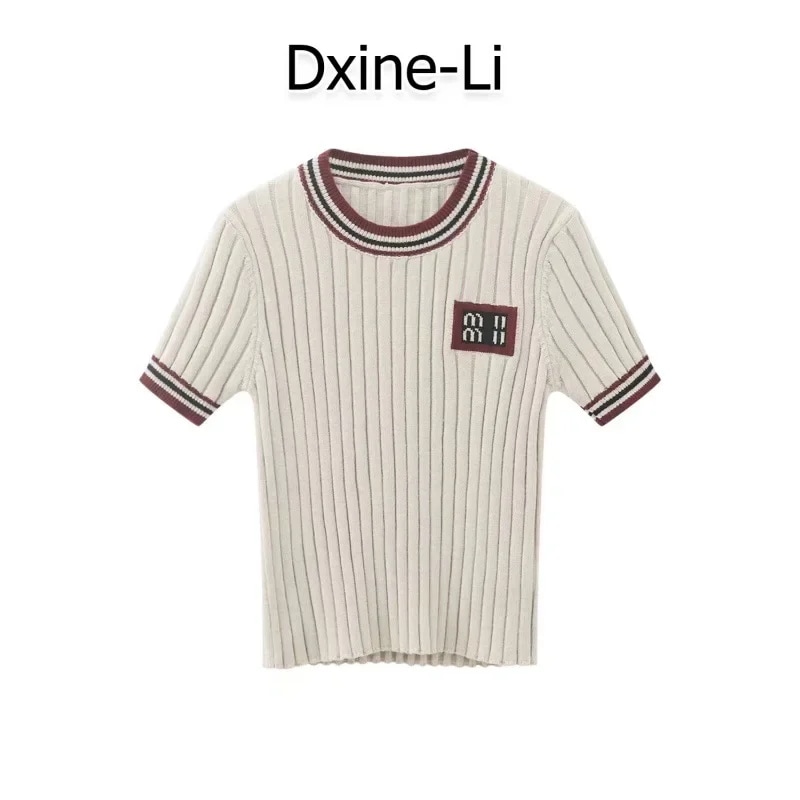 Dxine-女性のリブ編みニットヴィンテージセーターエレガントなラウンドネックプルオーバー用途の広いトップ新しい秋と冬2023 - AliExpress 200000345