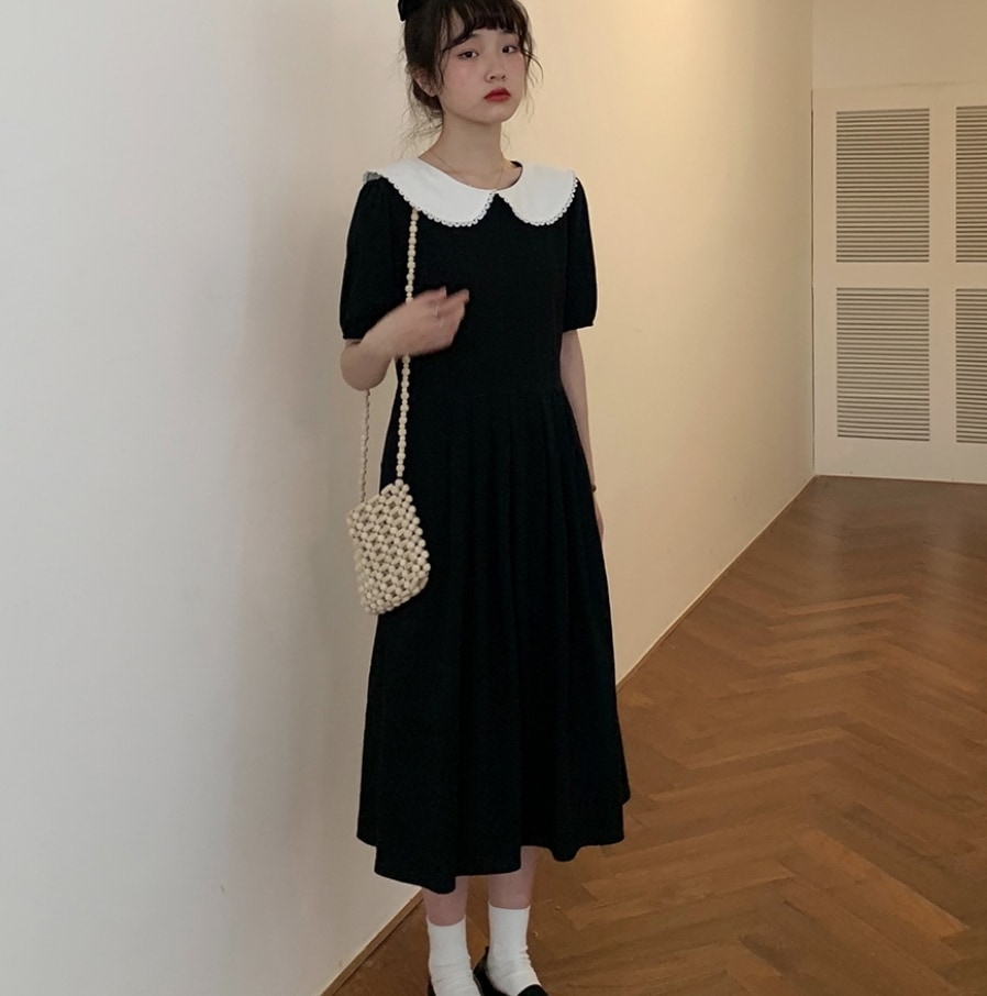 ワンピース デート 膝丈 ひざ丈 ミモレ ミモレ丈 袖あり 半袖 かわいい 大人可愛い きれいめ シンプル カジュアル 大人 上品 おしゃれ お洒落 主役級 存在感 夏 10代 20代 30代
