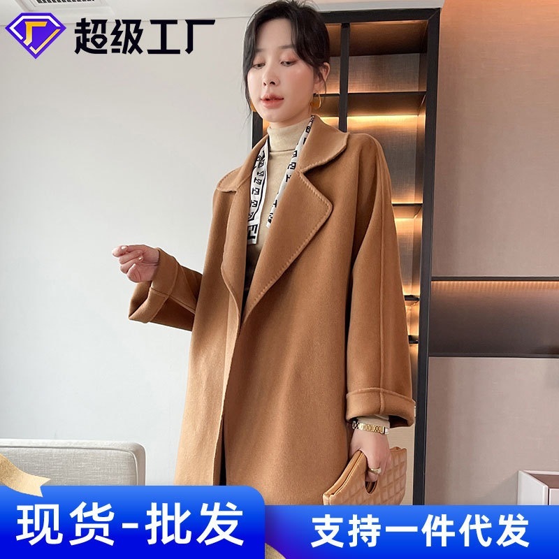 100カシミアブラックショートダブルフェイスカシミアコートレディース新品レディース服1枚ハンドメイド 59,795円