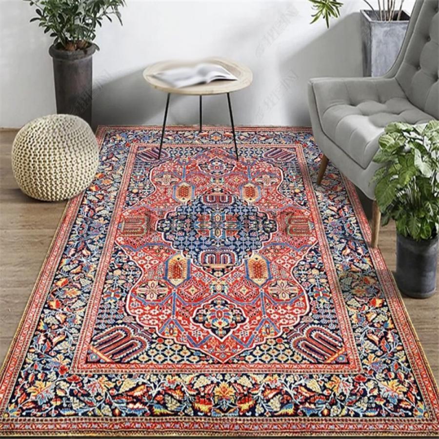 ペルシャ絨毯風 ペルシャ柄 洗える ラグ 民族柄 ラグマット ラーペット ペルシャじゅうたん おしゃれ 薄手 滑り止め付き ホットカーペットカバー