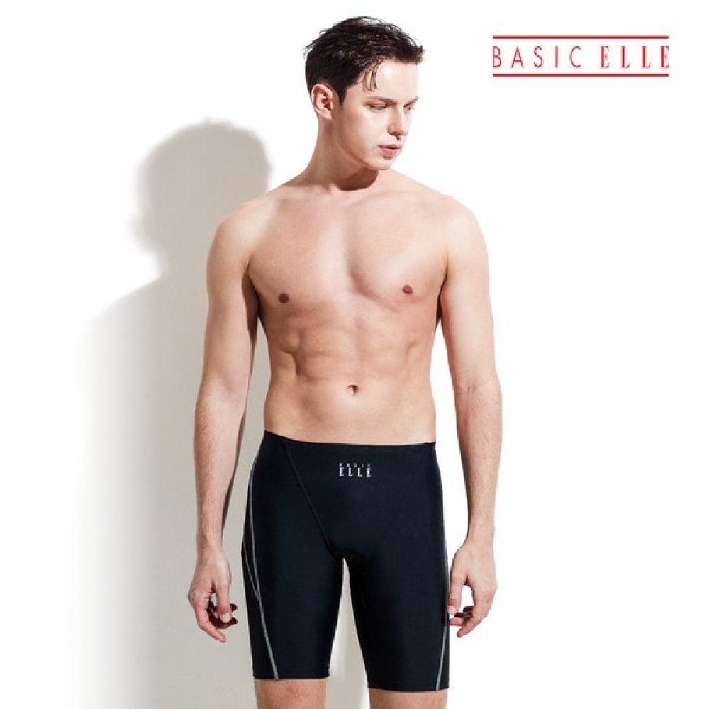 (ベーシックエル) ベーシックエルメンズ柄 5パーツスクエア固定式室内水着 BEZ-W410K