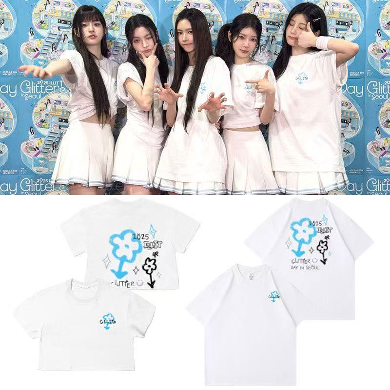大人気！ ILLIT半袖tシャツGlitterDayコンサート服 半袖通気 トップス インナー プリント おしゃれ 春夏tシャツ Tシャツ カットソー