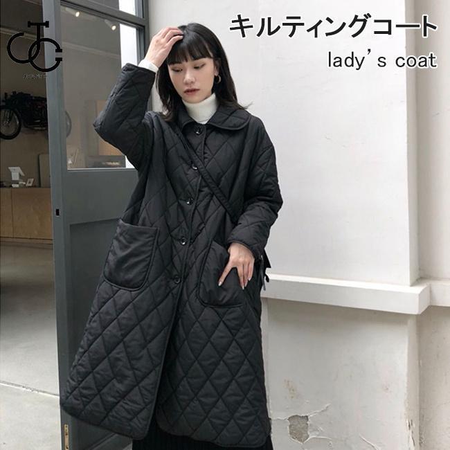 キルティングコート レディース 冬 コート 中綿 軽薄 中綿コート ステンカラーコート おしゃれ 黒 通勤 キルティング アウター 冬コート