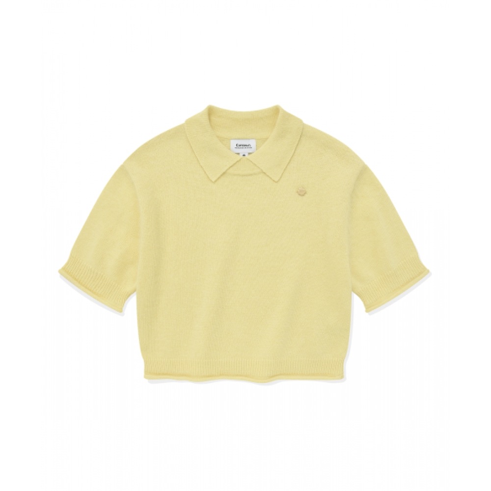 COVERNAT 女性用首輪アンゴラハーフニットイエロー