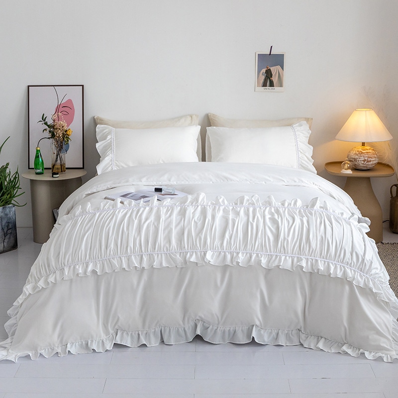 掛け布団カバー カワイイ 寝具カバー 布団カバーセット ベッドスカートベッドカバー 柔らかい 四季通用 洗える ベッド用 シングル セミダブル ダブル