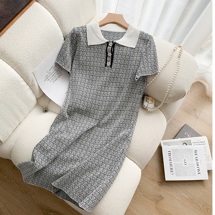 夏の小柄なワンピース女性夏の新しい夏服高級感女装襟スカート