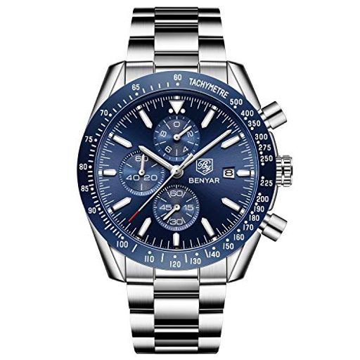 RORIOS腕時計メンズ クォーツウオッチ 夜光腕時計 スポーツウオッチ 男性腕時計 アナログ表示 カレンダー機能 クロノグラフ スチールバンド ビジネス プレゼント