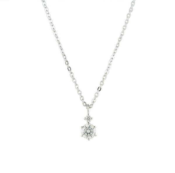 ネックレス レディース 2粒モチーフ キュービックジルコニア シルバー