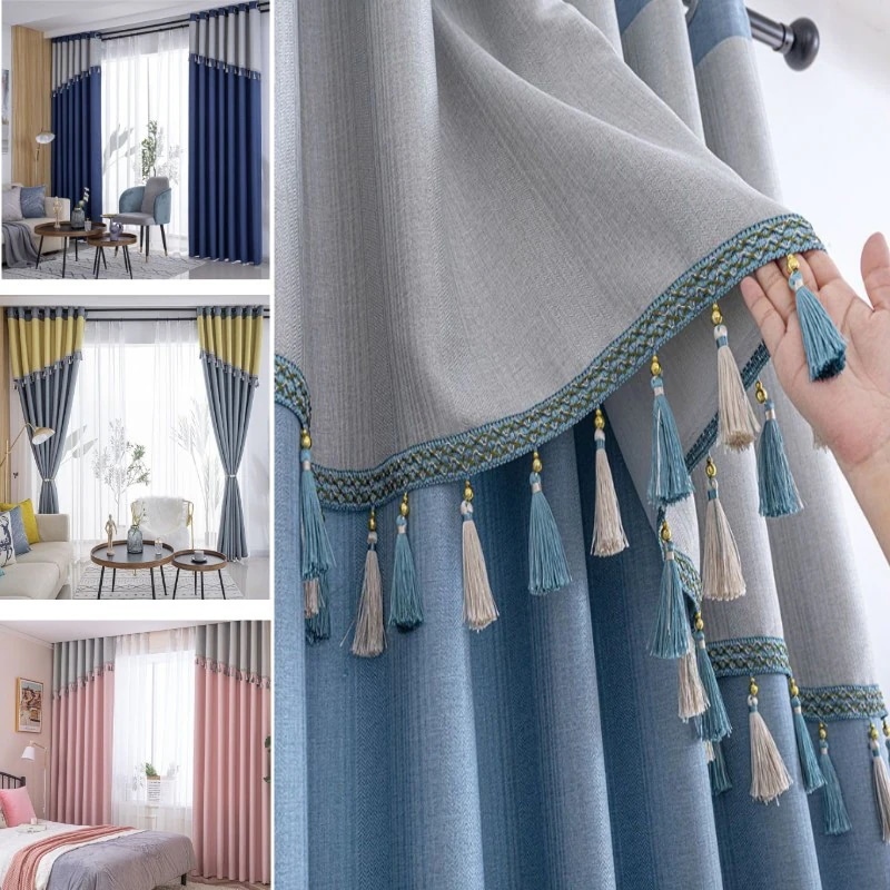 2点セット韓国ファッション 遮光カーテン 寝室のカーテン 断熱 遮光 省エネ レースカーテン UVカット防音 インテリア雑貨 高級 部屋の組み合わせ現代風シンプル