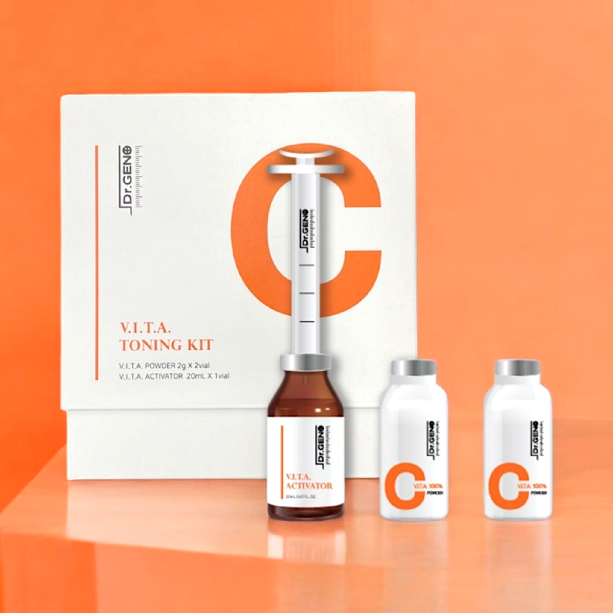 Dr.GENO VITA TONING KIT, vita powder 2g x 2vial, vita activator 20ml x 1vial, 30DAYS アンプル