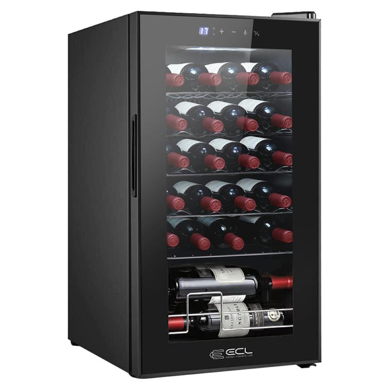 ワインセラー コンプレッサー式 大型 家庭・勤務用 24本収納 自立ワインセラー シャンパン 冷蔵庫 63L 5℃~18℃ ワインクーラー 省エネ 大容量 LEDライト/三層ガラス／メモリ機能搭載