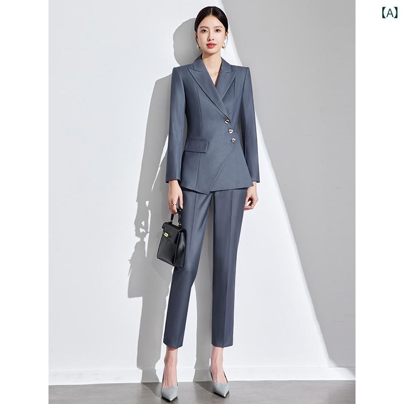 レディース スーツ スタイリッシュ 軽い 高級感 スーツ ジャケット クロップドパンツ ９分丈 春秋 フォーマルウェア ビジネス レセプション 面接 作業着 5,686円