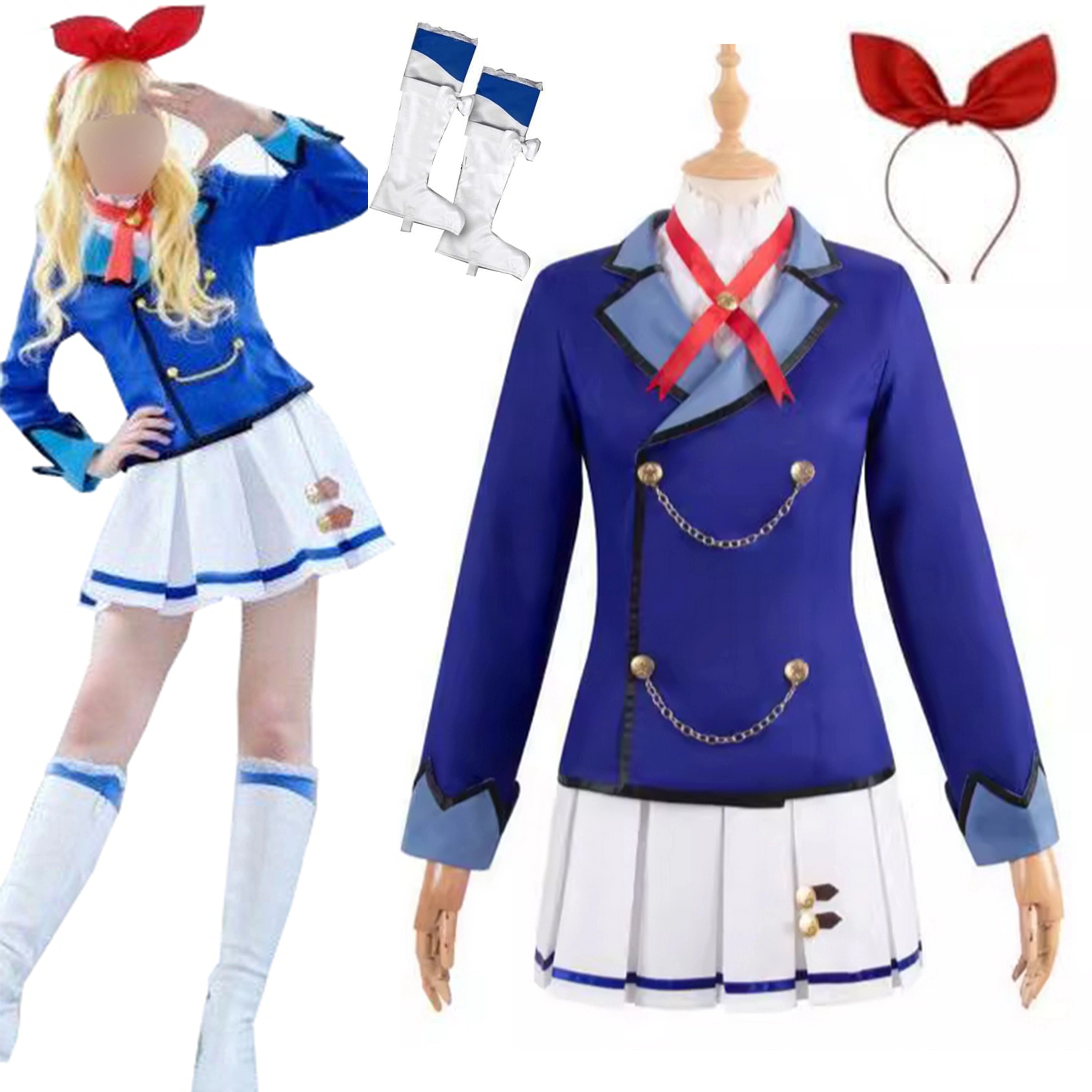 【本日限定激安格】【全シリーズ発売中】 【値引き中】コスプレ衣装＋髪飾り＋靴カバー付き クリスマス コスチューム 衣装 コスプレ 蘭 紫吹 あおい 霧矢 制服 衣装 アイカツ ほしみやいちご コスプレ