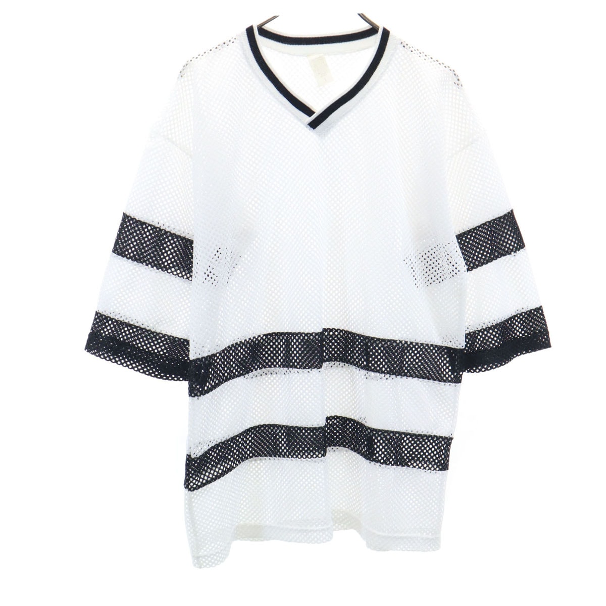 OLD オールド 90s USA製 7分袖 メッシュ ピステ L ホワイト トップス メンズ 古着