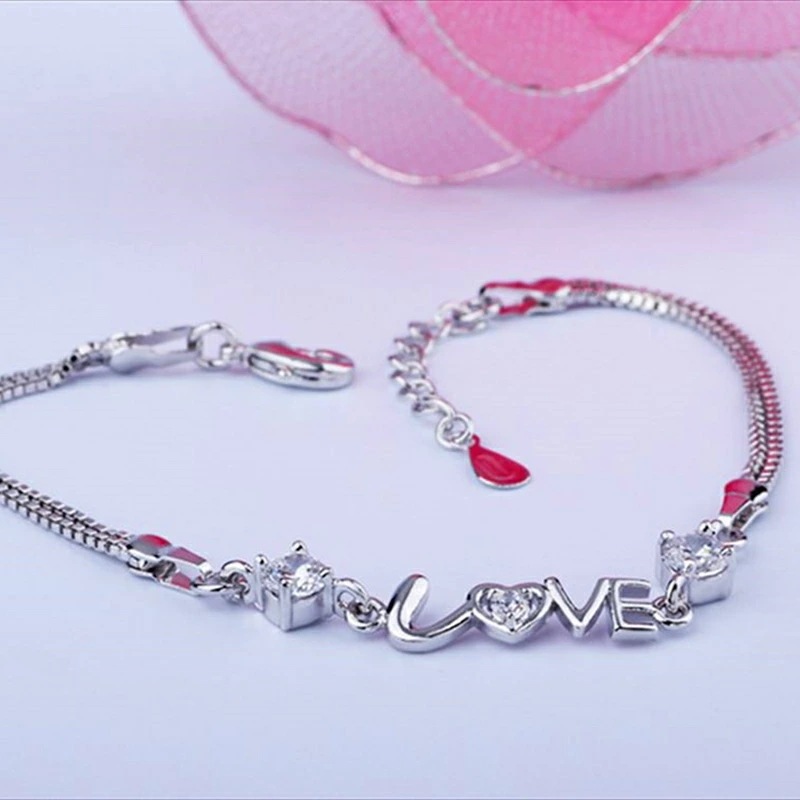 ブレスレット レディース LOVE ブレスレット/ラブ ブレスレット/豪華ブレスレット/ハートシルバー925/ギフト 人気上品/激安