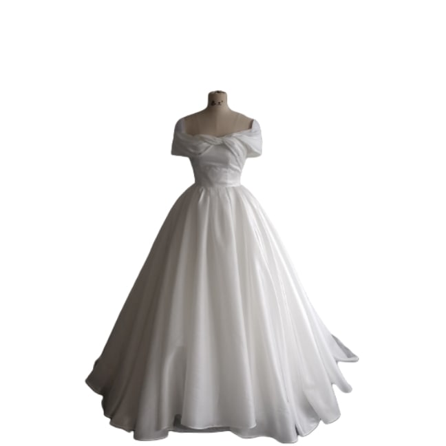 ウェディングドレス オフショルダー Aライン 編み上げ 快適な生地 エレガント 披露宴