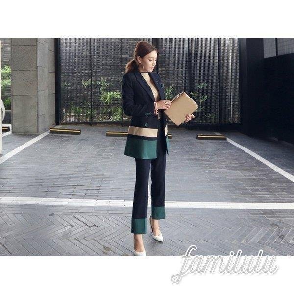 セットアップパンツスーツレディース上下スーツジャケット30代おしゃれ配色結婚式フォーマルスーツロング入園式卒業式セレモニー通勤オフィス