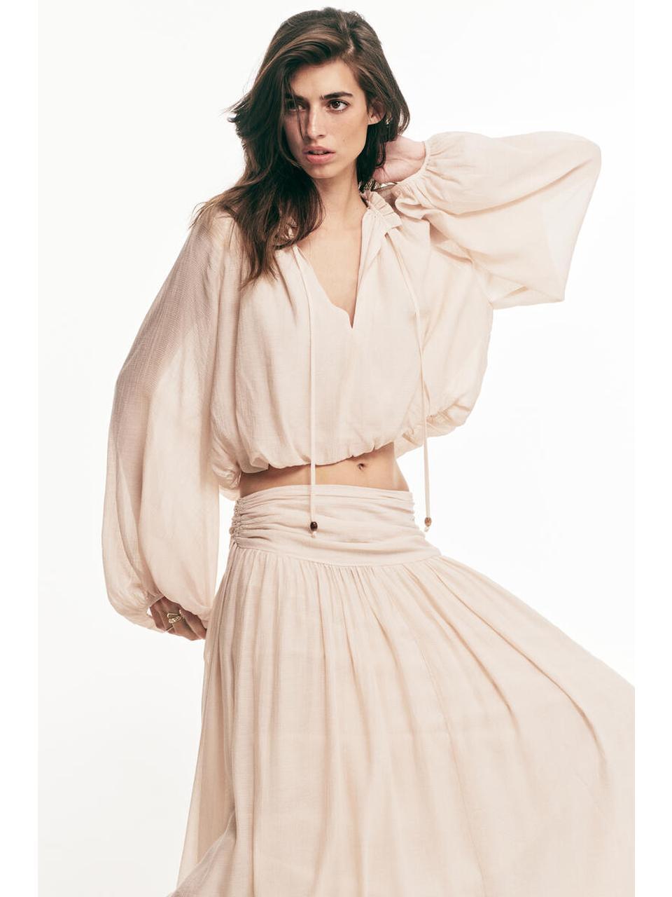 H&M オーバーサイズクレープブラウスペールオレンジ 1334190001