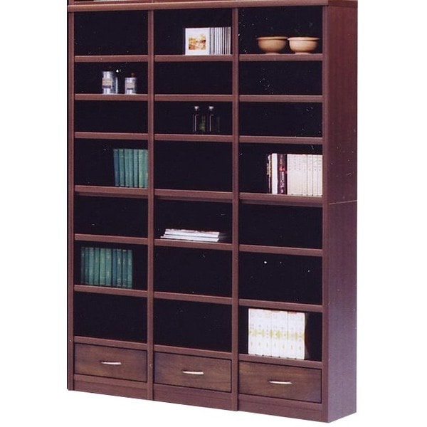 オープンラック/オープンシェルフ 幅129cm 木製(天然木) 棚板/引き出し収納付き 日本製 ブラウン Glacso2グラッソ2 完成品 開梱設置