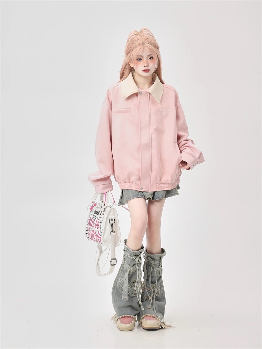 2025新入荷 長袖 ジャケット かわいい ック スタンドネックアウター 羽織りレディースフェイクコーデカジュアルシルエットゆったりファッション系サイズ 色っぽ 女っぽきれいめベース大人