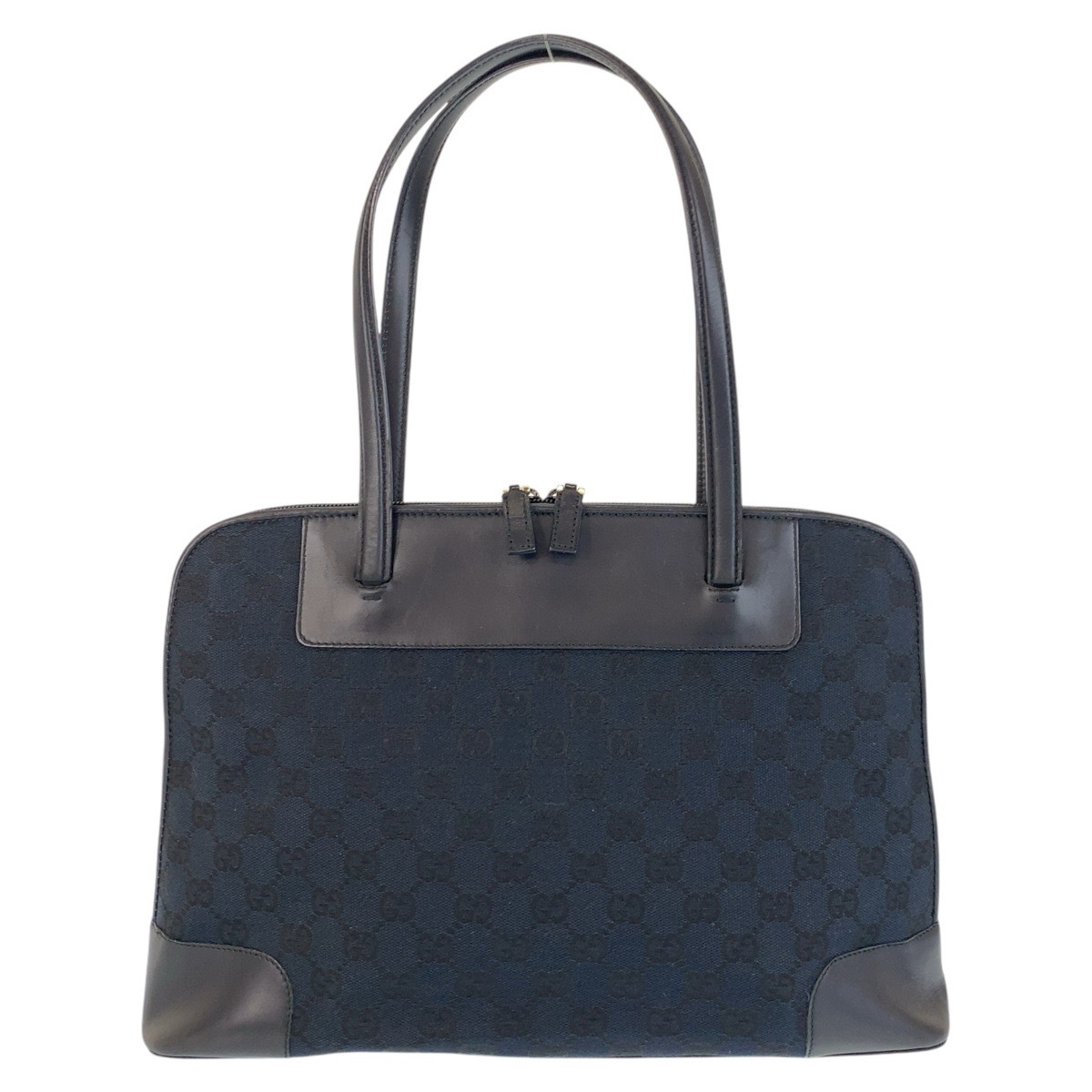 美品 ブラック 黒 ゴールド金具 GGキャンバス/レザー 002 1122 トートバッグ ショルダーバッグ レディース 504847