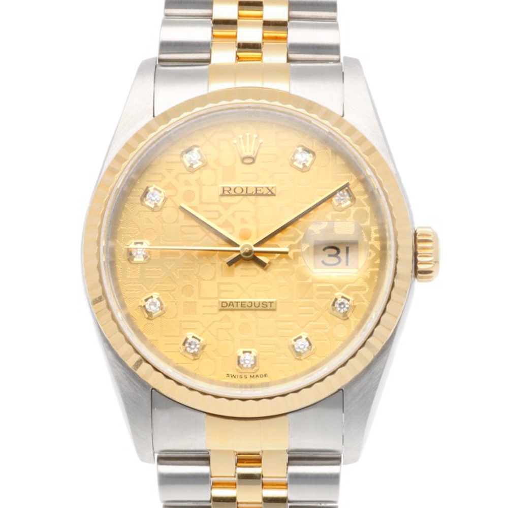 ロレックス デイトジャスト オイスターパーペチュアル 腕時計 ステンレススチール 16233G 自動巻き 1年保証 ROLEX 中古