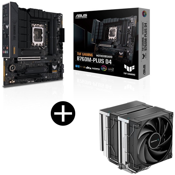TUF GAMING B760M-PLUS D4 MicroATXマザーボード + DEEPCOOL R-AK620-BKNNMT-G ブラック サイドフロー型CPUクーラー セット
