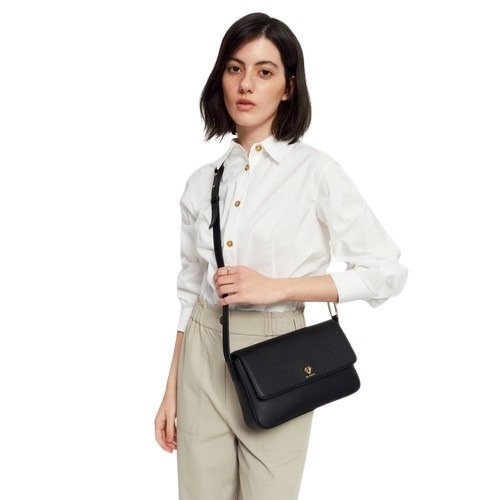 ブラック ロゴ装飾 革 女性 ショルダーバッグ WTBA2E904BK 14,454円