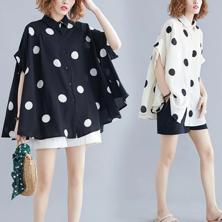 【20点セット】【急速出荷】ドルマンフィッシュテールドット水玉柄前後差 フリルシャツ ブラウスフリルブラウス トップスレディース