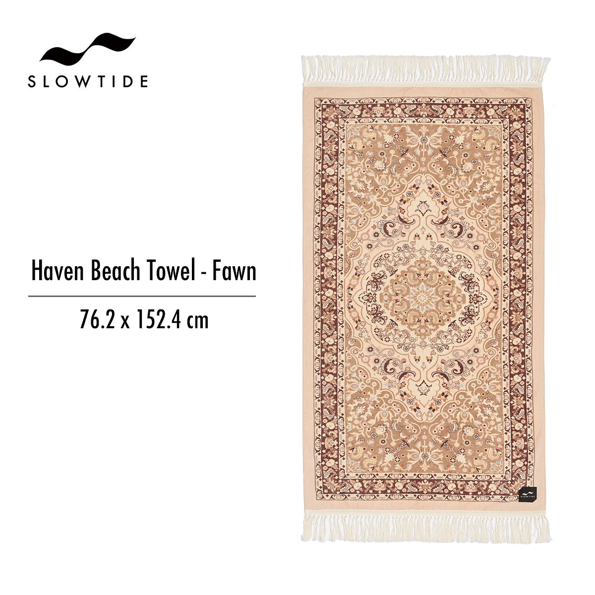 スロータイド SLOWTIDE Haven Beach Towel Fawn ビーチタオル ブランケット スロウタイド サーフィン プール ビーチ 海水浴 コットン 吸水 速乾 ベージュ