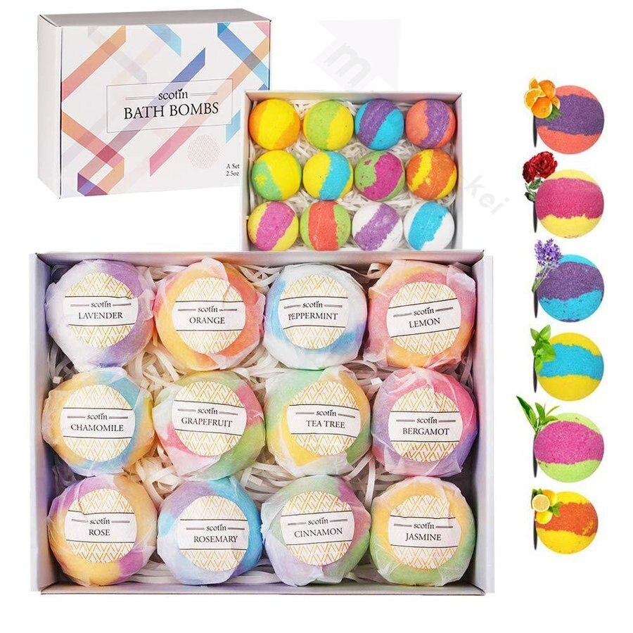 バスボール 12点セット バスボム 炭酸入浴剤 香り爆弾 カラフル 天然エッセンシャルオイル お風呂