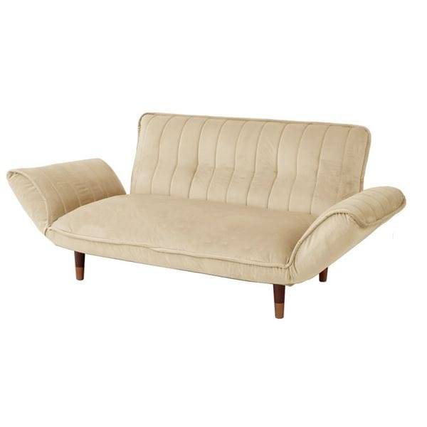 カウチ ソファー 約幅130168cm 2人掛け ベロア ベージュ リクライニング スチールパイプ ポケットコイルスプリング 脚付き 17,574円