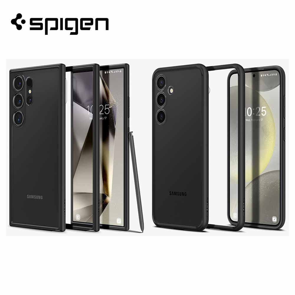ギャラクシー Galaxy シュピゲン Spigen ウルトラハイブリッド/マットブラック S24/S24Ultra 耐衝撃 米軍MIL規格 ワイヤレス充電 ケース カバー 送料無料