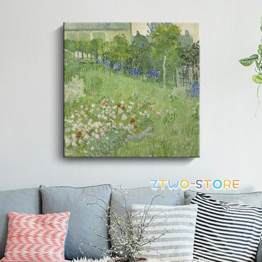【超人気商品】ゴッホ ファブリックパネル 絵画 インテリア ファブリック 絵 「ドービニーの庭（F765）」 50×50cm オシャレ 壁絵