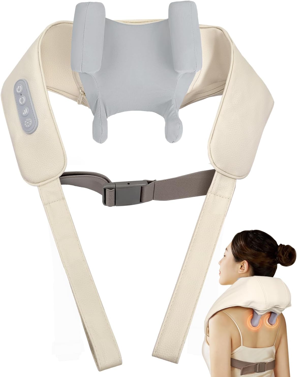 ネックケア リラックス 首・肩・腰・背中・太もも リラクゼーション器 2025新登場 2種類モード Type-C充電式 3段階強度調節 長さ調節可能 2段階温熱機能 コードレス 洗える布カバー 軽量