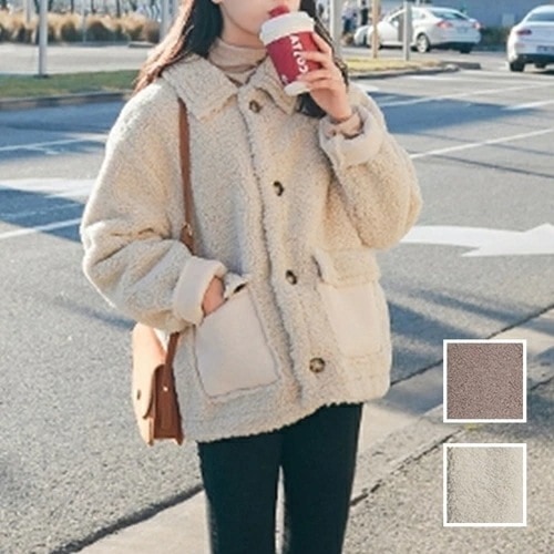 アウター ムートン ファーコート 韓国 ファッション レディース 秋 冬 カジュアル コーデ シンプル 定番 セレカジ 20代 30代 40代 2025大きいサイズ ステンカラー ボアジャケット