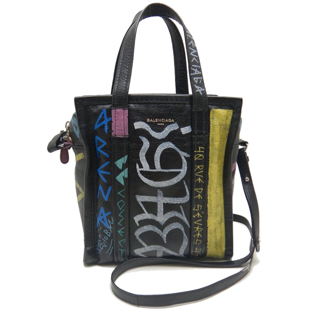 グラフィティ バザールショッパーXS 452458 トートバッグ レザー ブラック マルチ/252846【中古】