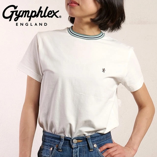 メール便 クルーネック ニットライン Tシャツ [#GY-C0448 CCB] レディース スポーツファッション トップス 半袖 カットソー WHITE/GREEN(CHARCOAL) 正規取扱店