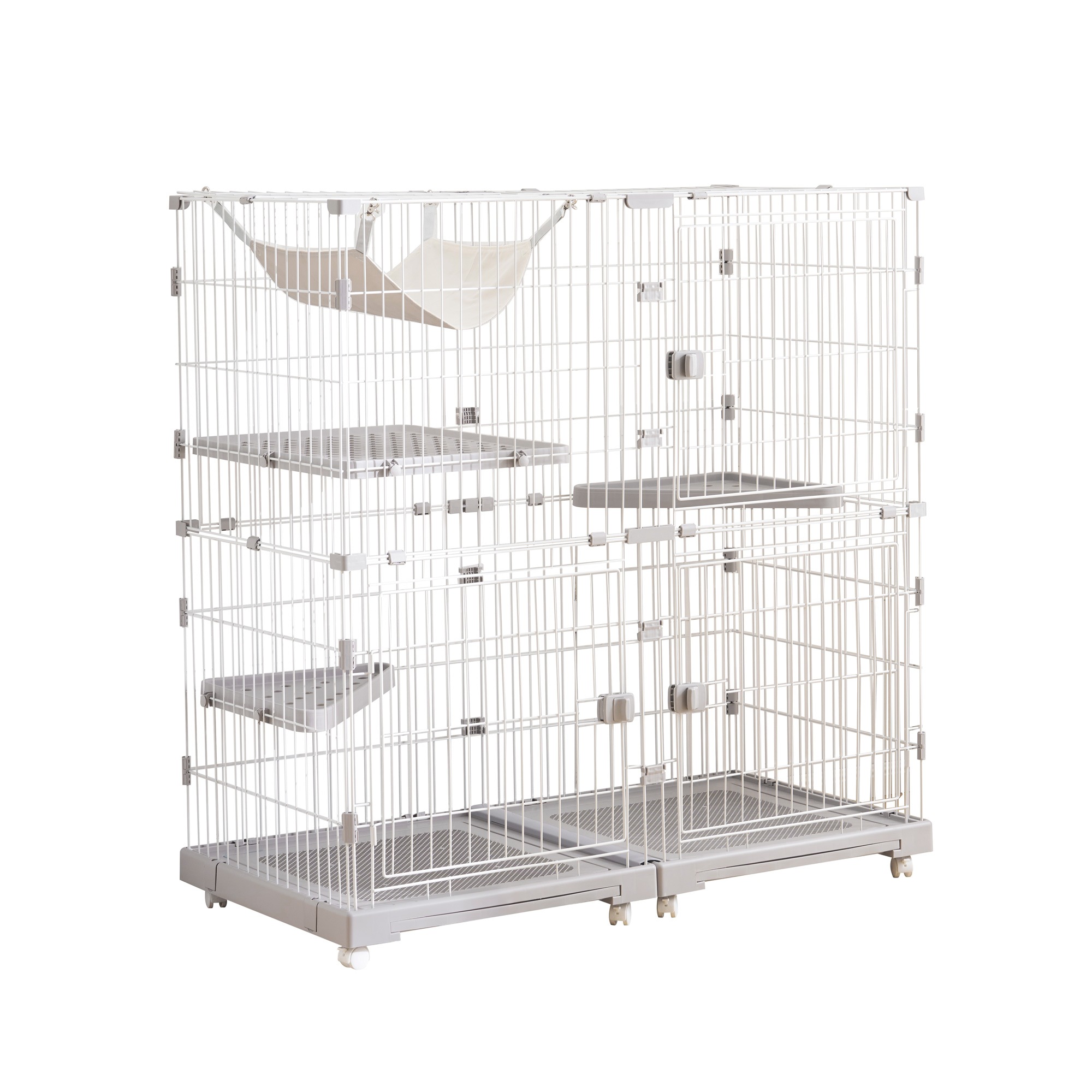 【国内発送&送·料·無·料】738【2025年新仕様】猫 ケージ キャットケージ 2段 幅広設計 自由組み合わせ ハンモック付き 大型 猫ゲージ 高級感 おしゃれ キャットハウス ネコ ハウス 多段