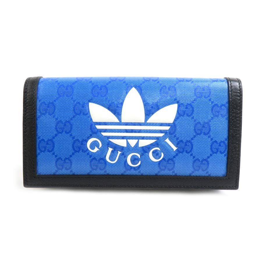 グッチ GUCCI ウォレットチェーン adidasコラボ レザー ブルー×ブラック×ホワイト レディース 621892 h31101a