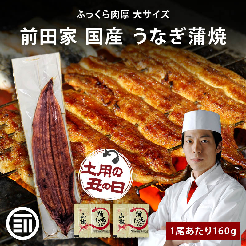 [前田家] 国産 うなぎ蒲焼 1尾あたり160gx5本 冷凍 長焼き タレ・山椒付き 専門店の味 鰻 ウナギ まむし ひつまぶし 土用の丑の日 ご自宅用 グルメ お取り寄せ MAEDAYA