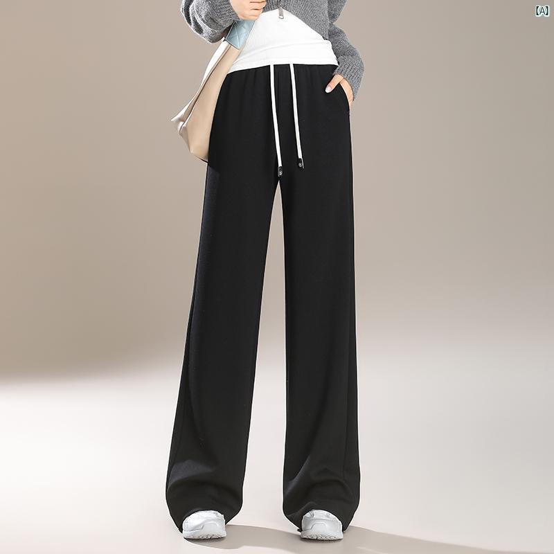 秋 レディース ワイド レッグ パンツ カジュアル ファッション 快適 ストレート ハイウエスト レディースパンツ ズボン