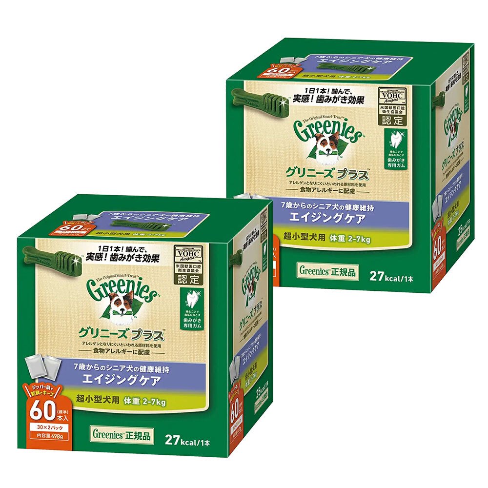 プラス　エイジングケア用　超小型犬用　２ー７ｋｇ　６０本（３０X２袋）X２　デンタル　オーラルケア　おやつ　ＣＲＣ45―14―03―03―20