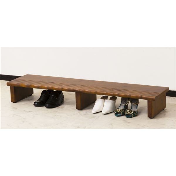 天然木玄関台(踏み台/ステップ) 幅120cm アジャスター付き (完成品)