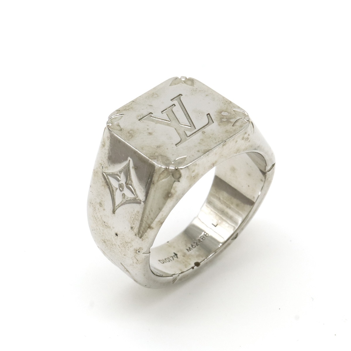 シグネットリング モノグラム 指輪 メタル シルバー Lサイズ 日本サイズ約21号 M6248