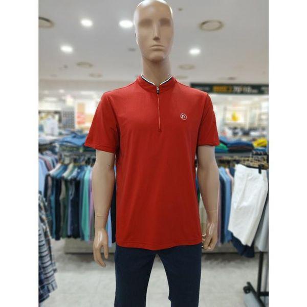 セーブゾーン05 ワンポイント チャイナカラー 赤 ジップアップ Tシャツ AATS2415 75_P400629956